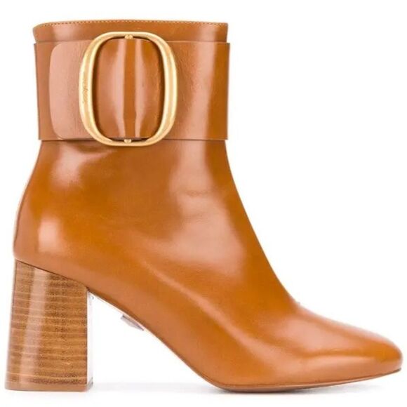 SEE BY CHLOÉ Hopper Leather Ankle Boots Brown size 35 US 5 by Chloe size chart - Picture 1 of 14